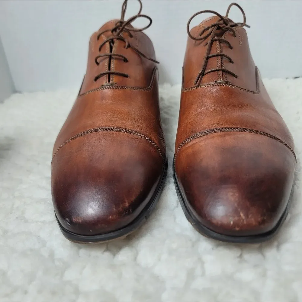 Santoni Men’s Cap Toe Oxford Dress Shoes Brown Leather US 12 D Italy.Classic